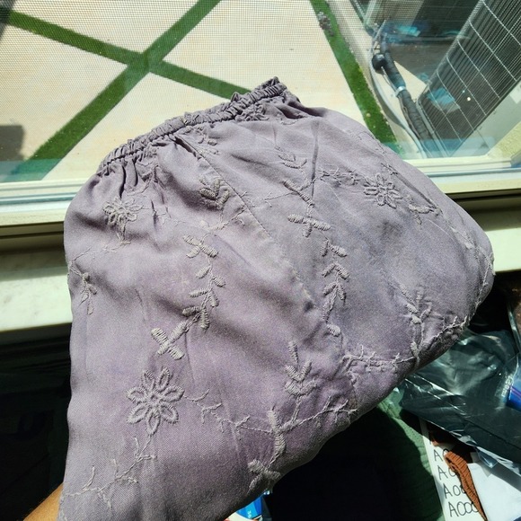 Festi Plus Size 2X Purple Short Sleeve Tie Front Romper w/ Embroidery - Picture 7 of 8